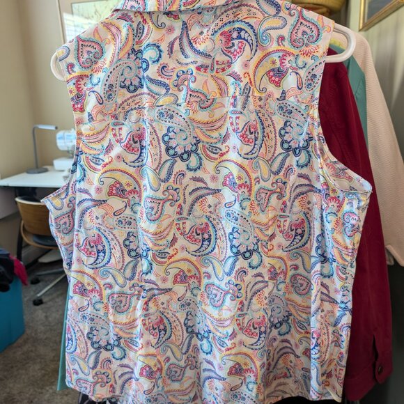 Talbots "Perfect Shirt", tailored & sleeveless, spring/summer paisley print 18WP - Picture 8 of 8